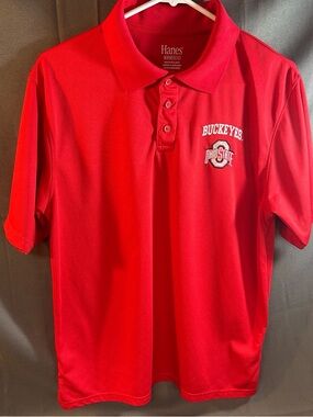 Ohio State Buckeyes Embroidered short sleeve Polo shirt, Hanes Brand, size M.